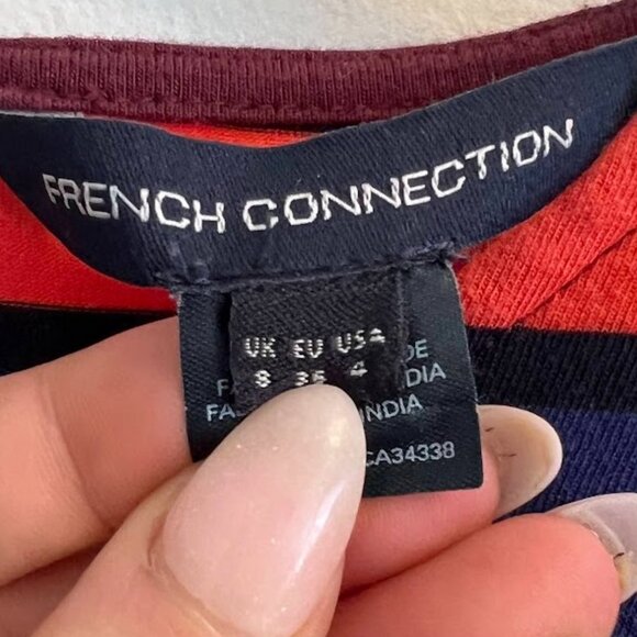 French Connection Striped Sheath Dress - Red/Blue/Maroon - Size 4 - Picture 6 of 8